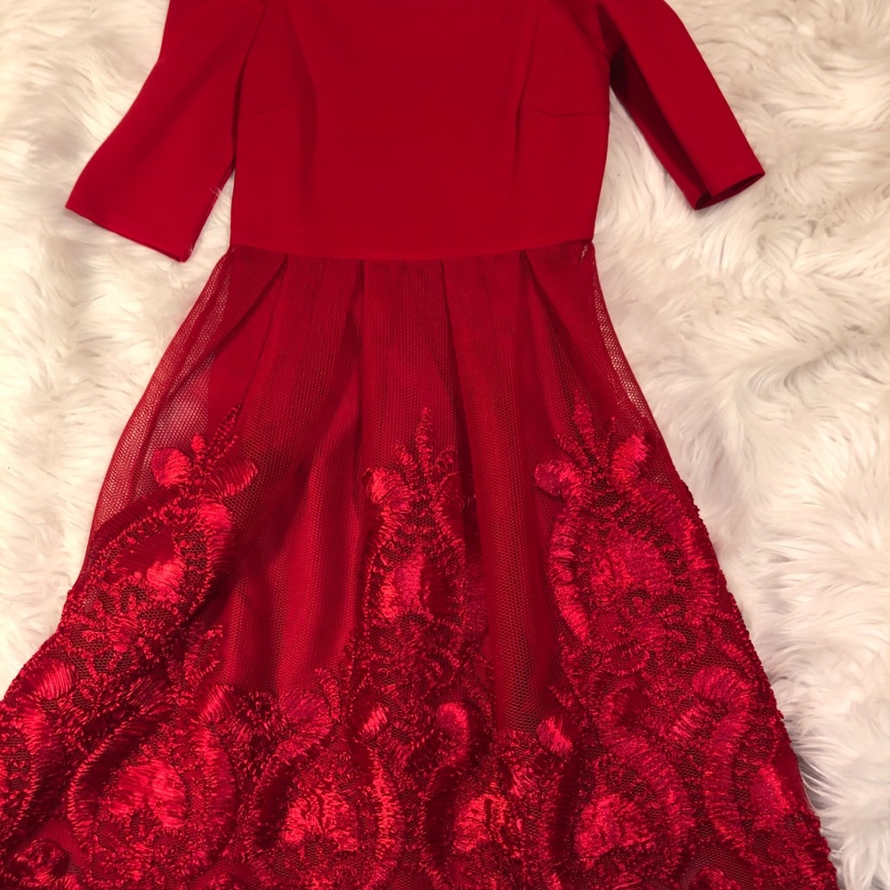 Gianni Bini red dress off the shoulder prom dress